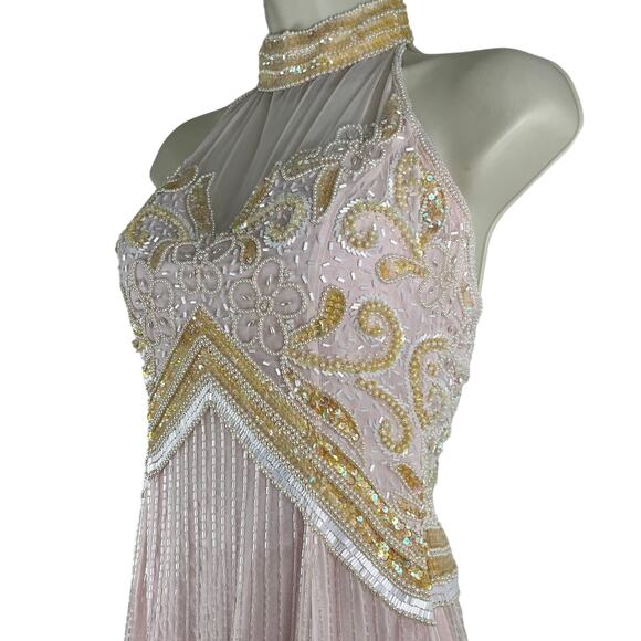 VTG Beaded Halter Dress European Sz 34 SMALL Cocktail Party Fairycore Retro 70s - Picture 6 of 16